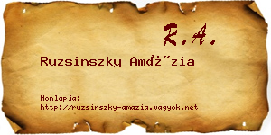 Ruzsinszky Amázia névjegykártya